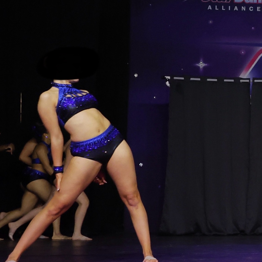 Glamour Blue and Black Dance costume
